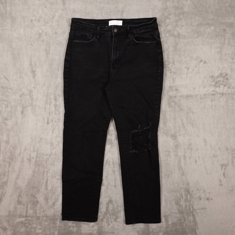 Vervet jeans high rise straight women's 29 black distressed